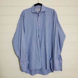 Charles Tyrwhitt Mens Classic Fit‎ Shirt Blue Stripe French Sleeve. Size: 16/35